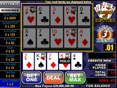 Jacks or Better 3 hands 